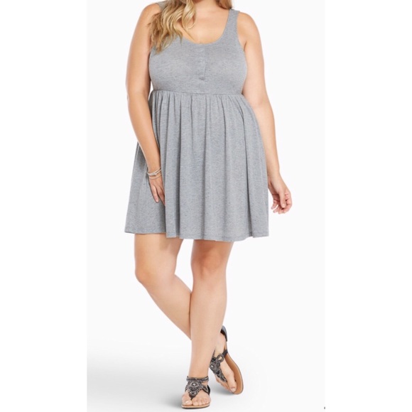 torrid Dresses & Skirts - torrid | Speckle Henley Tank Dress Heather grey